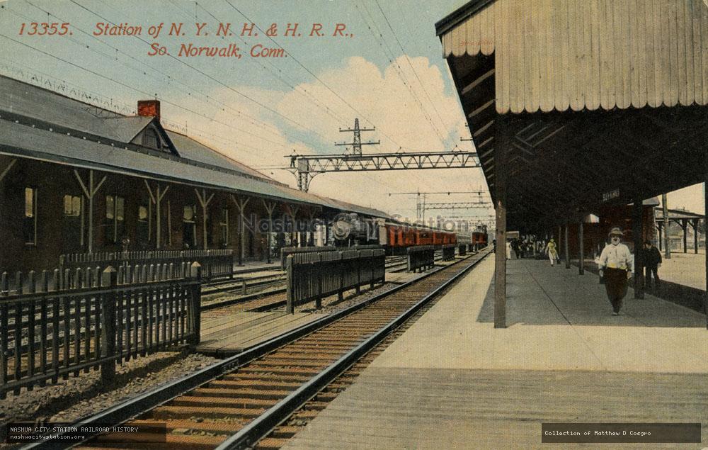 Postcard: Station of New York, New Haven & Hartford Railroad, South Norwalk, Connecticut